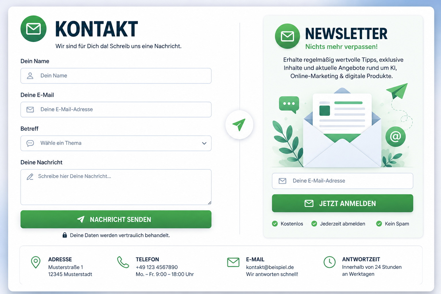 Kontaktformular und Newsletter